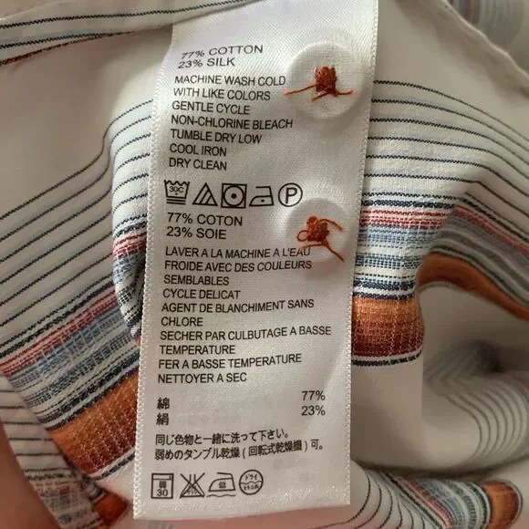 Tommy Bahama Silk Cotton Casual Button Down Shirt White Blue Dress Shirt Size XL - Picture 10 of 10